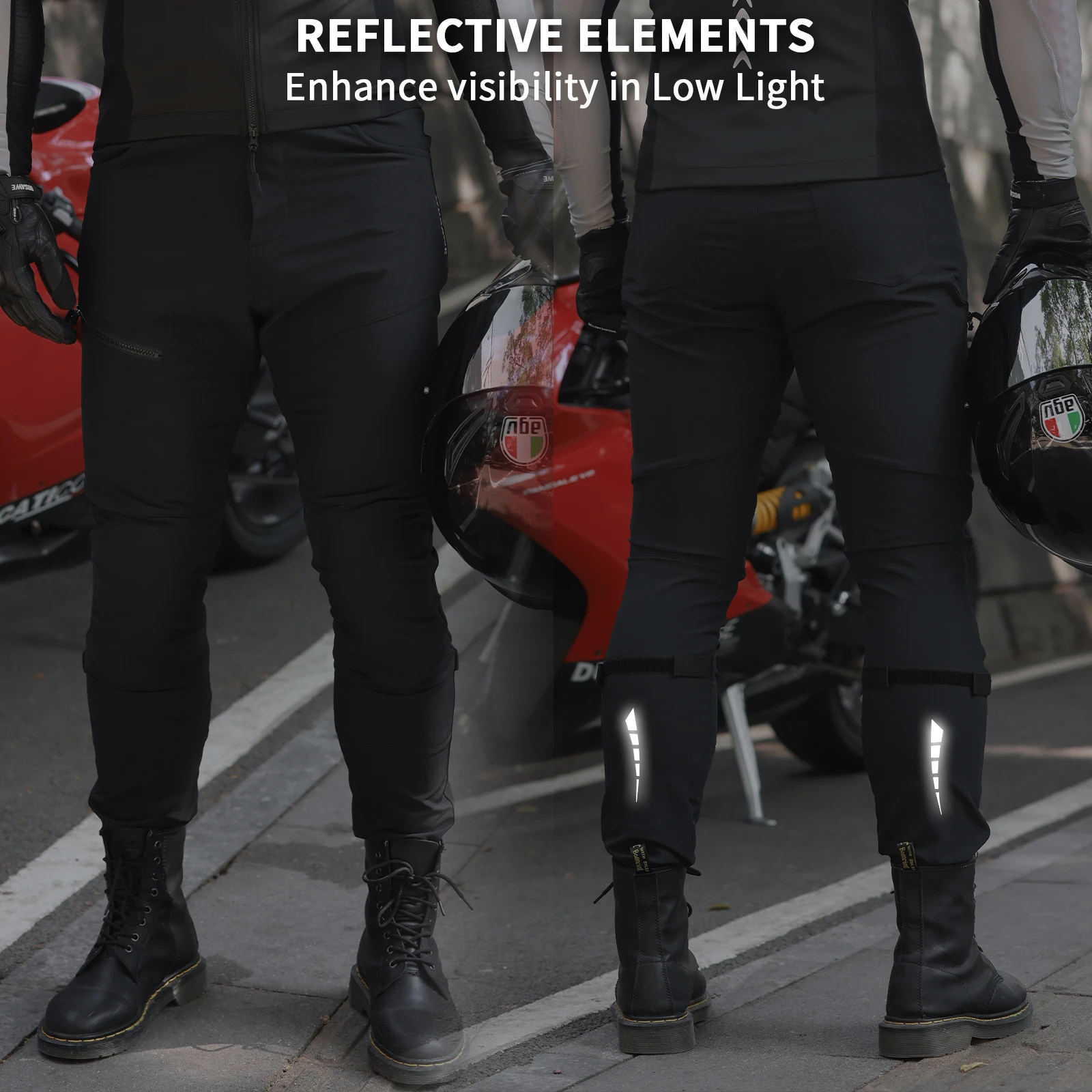 WOSAWE Lightweight Motorcycle Pants Knee Hip Pads Reflective Logo YKK Zipper Versatile Design Hiking Mountain Bike Pants