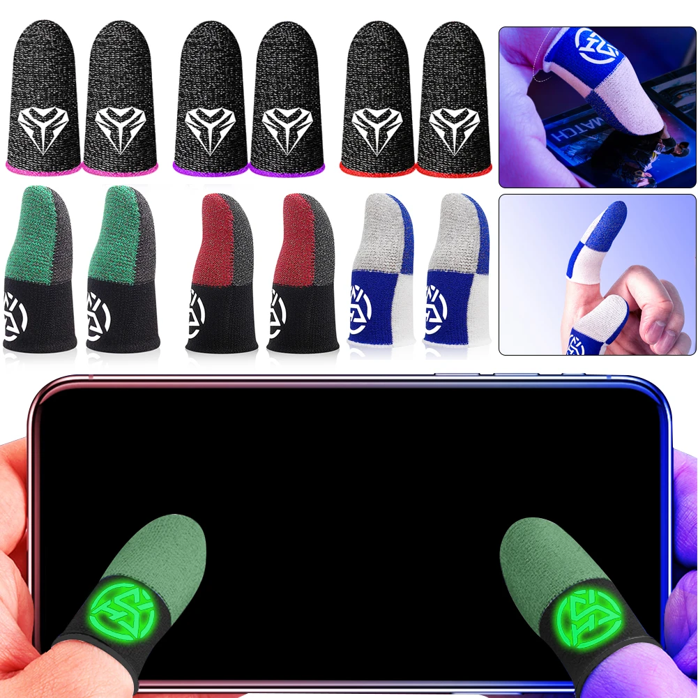 2PCS For PUBG Mobile Game Fingertip Gloves Sweatproof Anti-slip Touch Screen Finger Sleeve Breathable Gaming Fingertip Cover