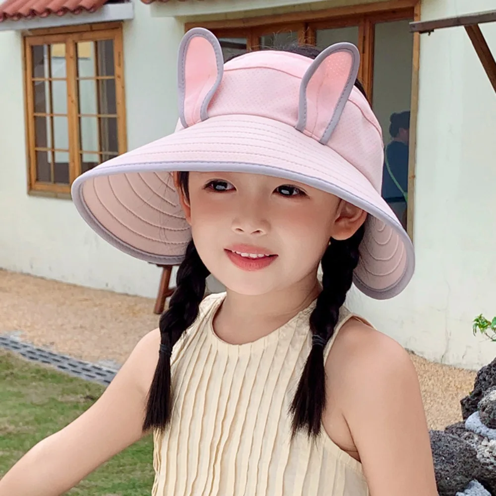 

Korean Style Wide Brim Peaked Cap Empty Top Adjustable Children Fishman Hat Cotton Streetwear Kids Sun Protection Hat Summer