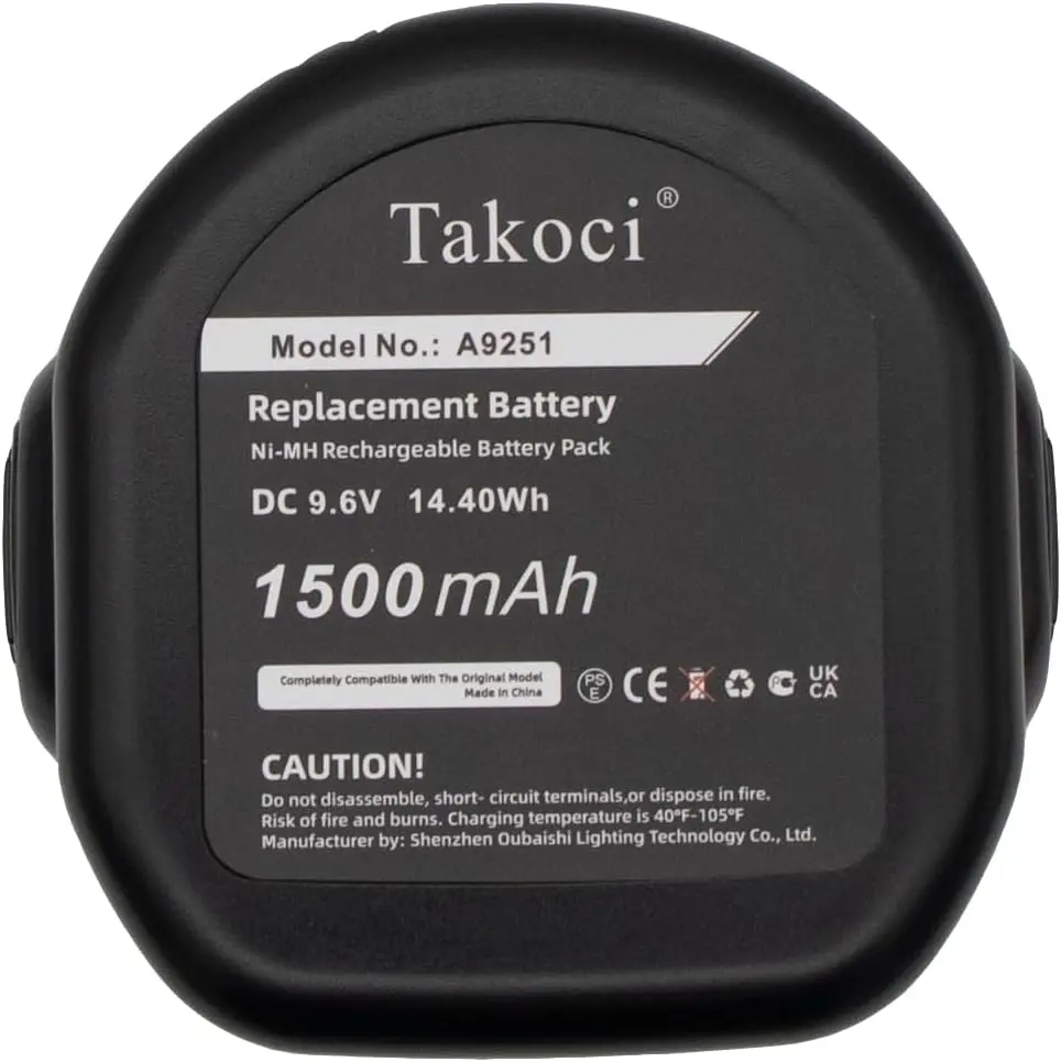 Replacement Battery for Black & Decker  CD231, CD231K, CD231P8, CD9600, CD9600K, CD9600K-2, CD9602, CD9602K, CD9602SB, CD960K