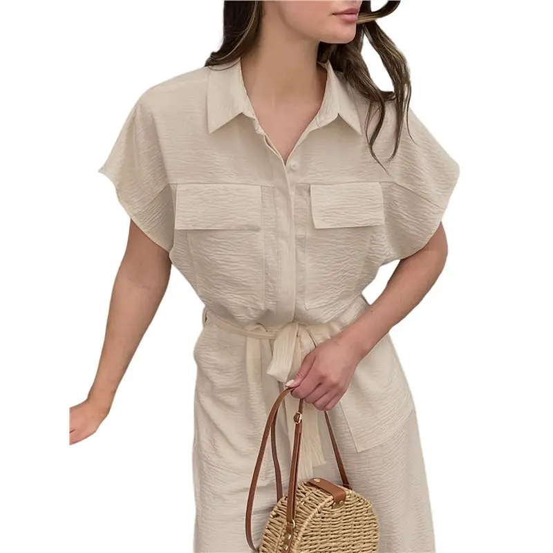 

CYL-Женский комбинезон с короткими рукавами и завязками на талии для комфорта и стиля на весь день