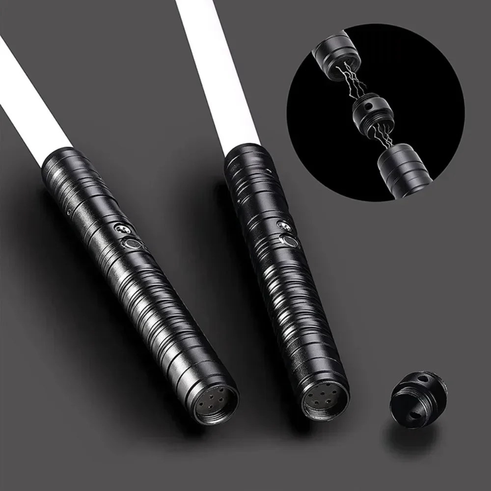 RGB 7-Color Change LED Metal Handle Lightsaber Double-Edged Laser Sword with Switchable Sound Two-in-One Cosplay Gift