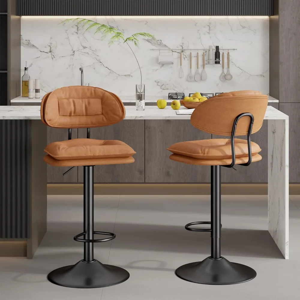 

Bar Stools Set of 2,Modern Adjustable Swivel Counter Height Barstools for Kitchen Island,Double-Layer Upholstered Bar Chairs wit