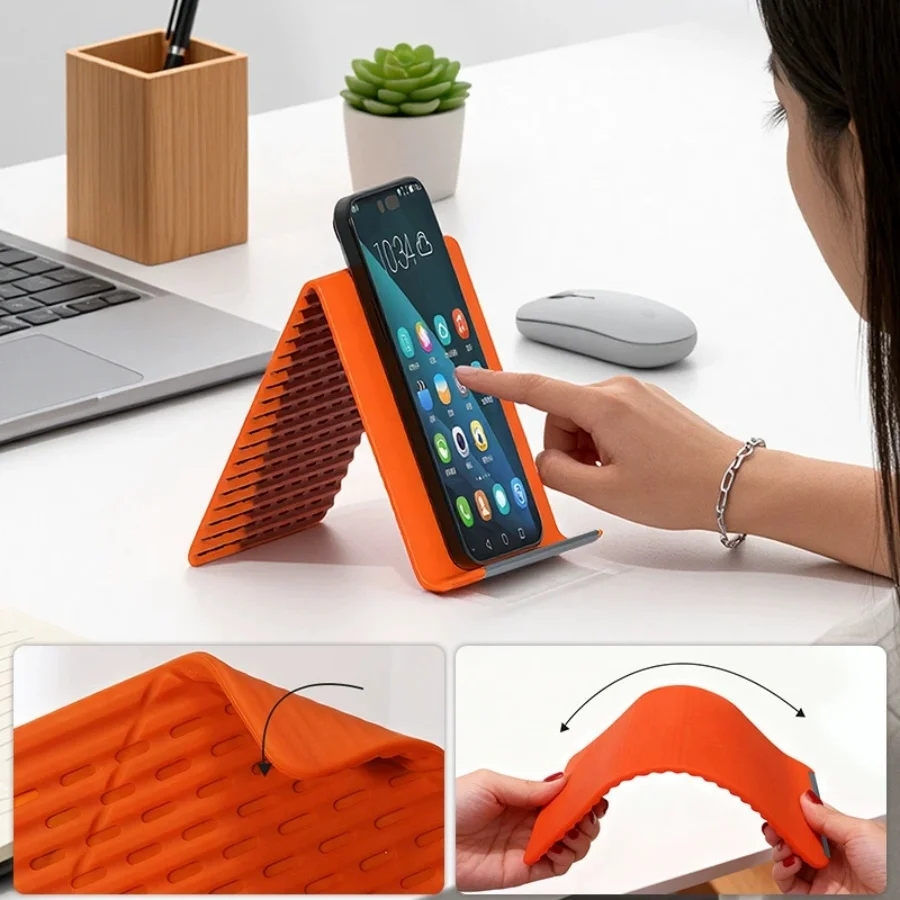 Soporte Plegable de Silicona para Teléfono, Flexible, se Puede Doblar a Cualquier Forma, Soporte Ajustable Multiángulo para Teléfono Móvil