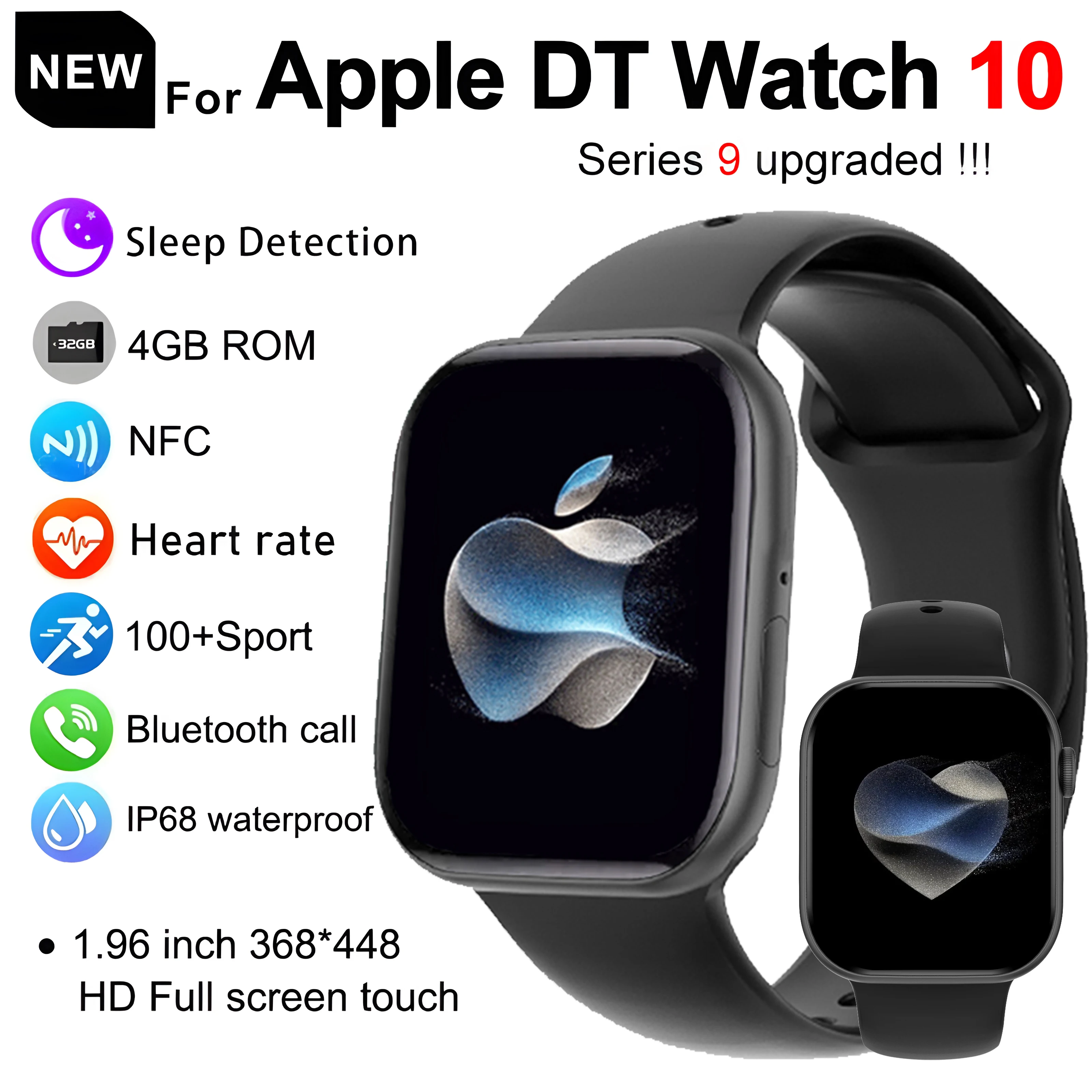 2025 New for Apple DT Watch 10 Smart Watch Sports Fitness Tracker AMOLED Screen 4GB Memory Music 3D Surround BT Call smart watch