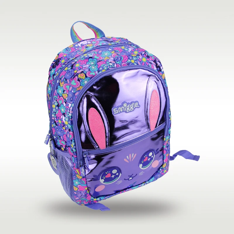 Australia Smiggle original hot-selling children\'s schoolbag bright girls high-quality purple rabbit schoolbag 16 inches