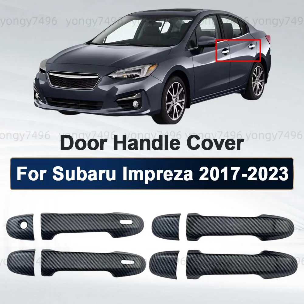 Car Upgrade For Subaru Impreza 2017-2023 Door Handle Cover Trim Carbon Fiber Chrome Silver Exterior Accessories