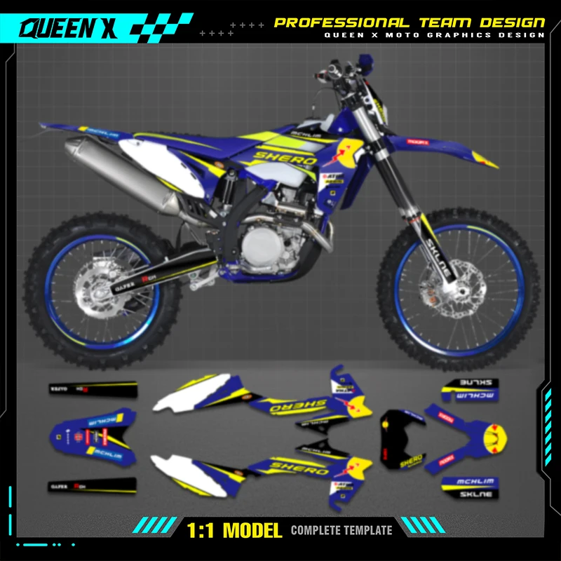 Queen X MOTOR Custom Team Graphics Decals Stickers Kit For Sherco Decal 2012 2013 2014 2015 2016  SE SE250 300 009