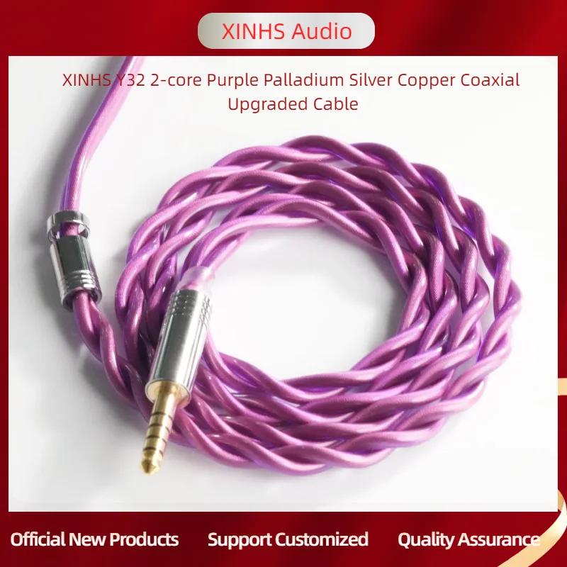 

XINHS Y32 2-core Purple Palladium Silver Copper Coaxial Upgraded Cable,0.78 2pin/HD650/IE900/KZ-QDC/MMCX,2.5/3.5/4.4mm IEM