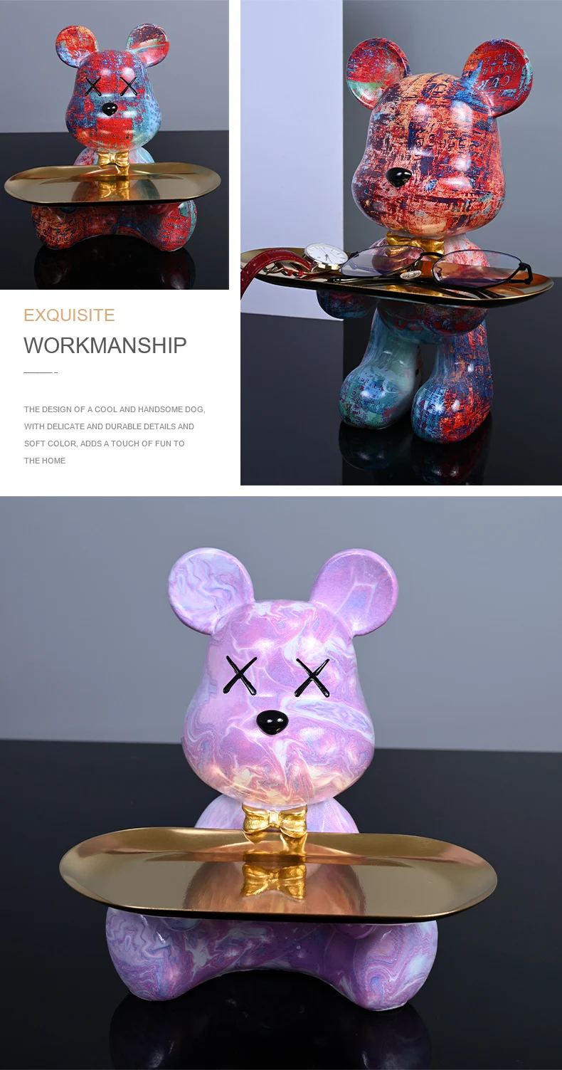 Bunte Bärenstatuen und Skulpturen Butler Figur Ornamente Innen Nordic Dekorative Zimmer Tischdekoration Harz Handwerk Geschenk – Detail 15