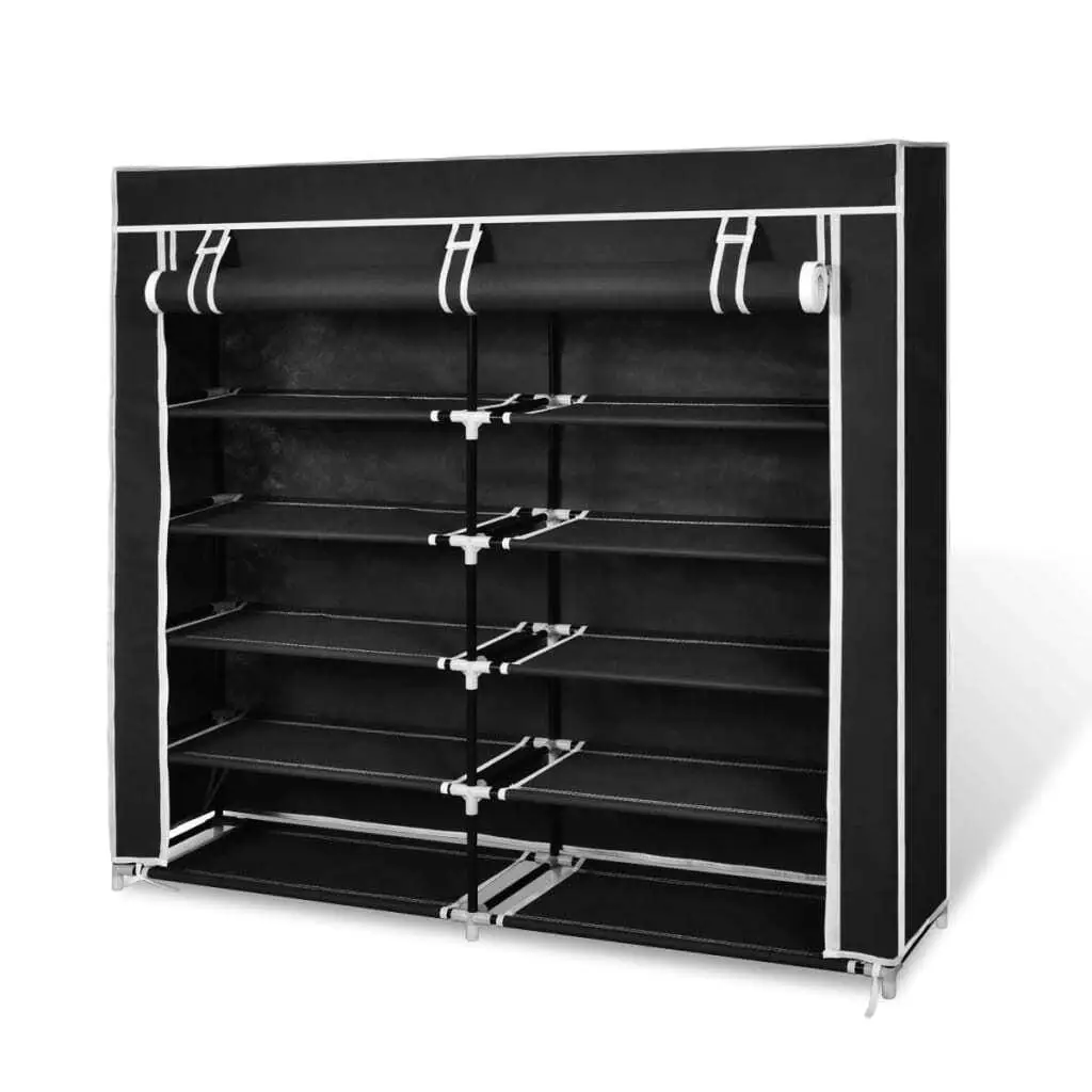 

Stylish Black Fabric Shoe Cabinet with Cover, 45x11x43 cm - Space-Saving Storage Solution