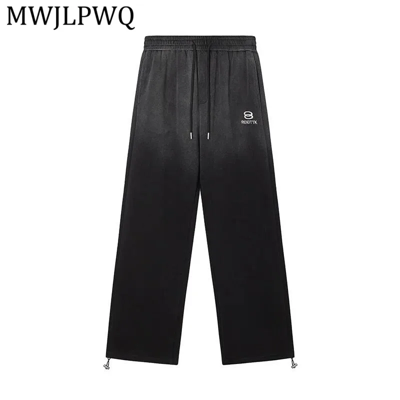 

MWJLPWQ American Retro Men's Washed Sweatpants Tie-Dye Draped Wide-Leg Pants 21946