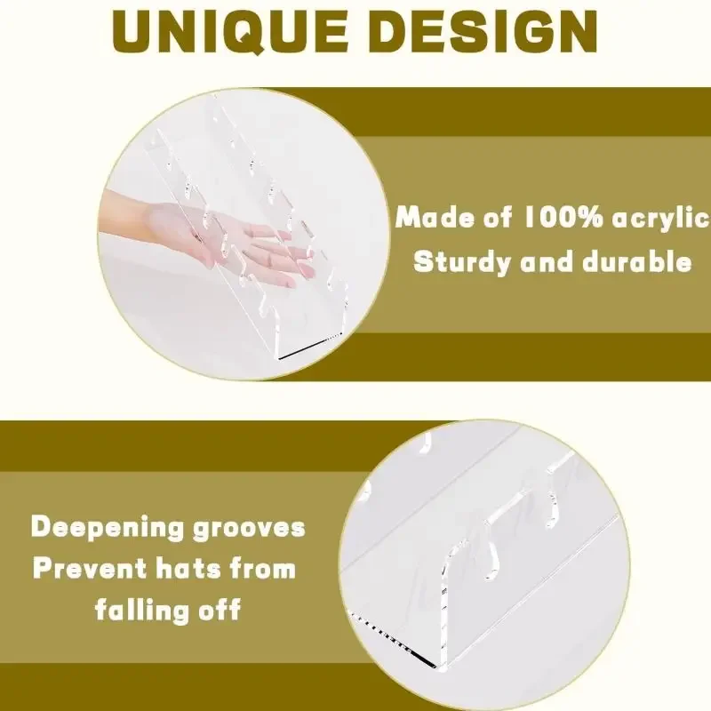 Hat Stand for Baseball Caps 7-Holes Baseball Cap Display Rack No Install Acrylic Hat Organizer for 14 Baseball Caps