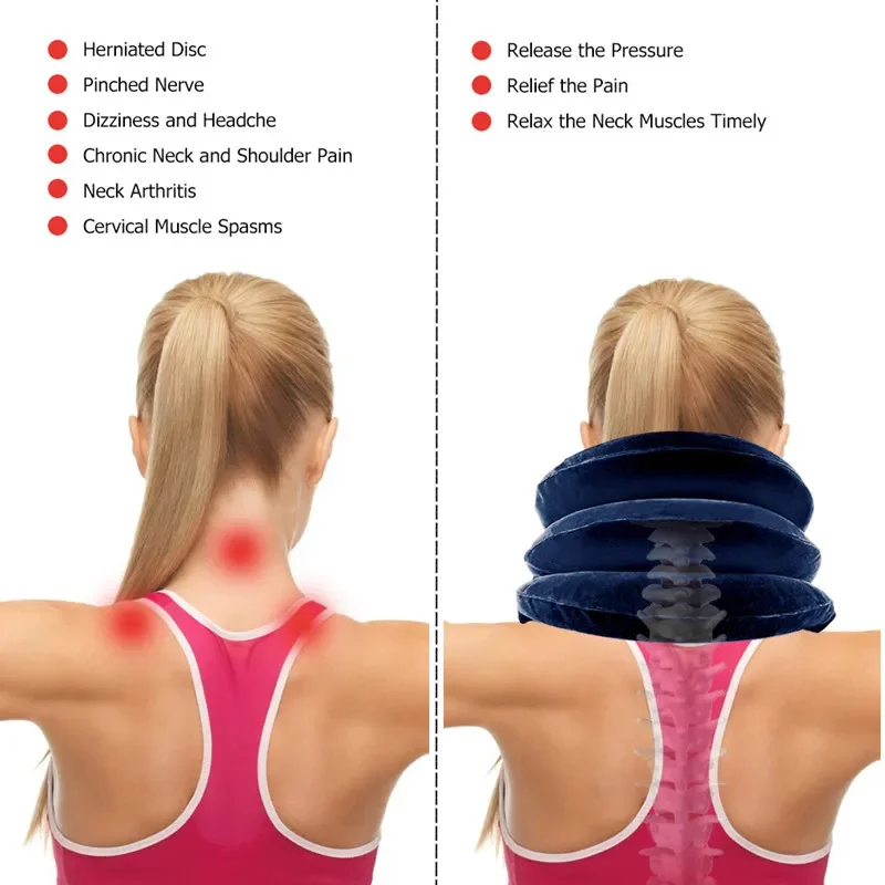 

Neck Stretcher 3/4Layer Inflatable Collar Cervical Neck Traction Correction Device Cervical Support Neck Massage Instrument