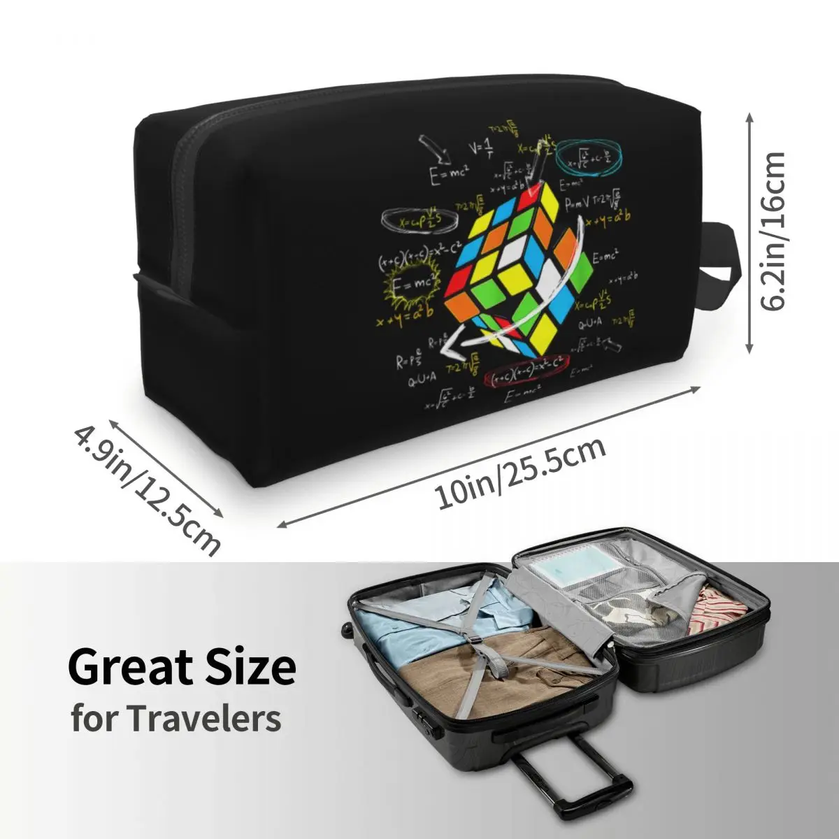 Custom Math Rubik Rubix Cube Caps Cosmetic Bag Women Fashion Big Capacity Makeup Case Beauty Storage Toiletry Bags