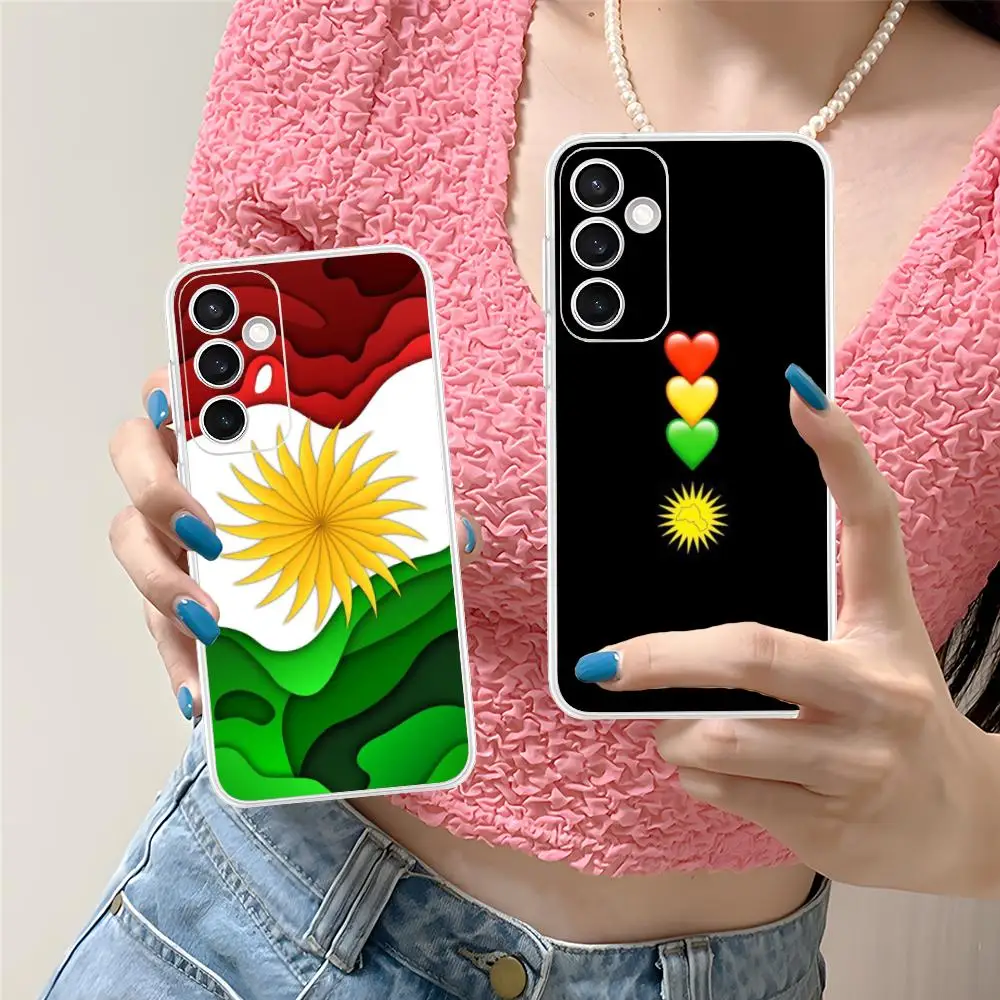 

Чехол для мобильного телефона с флагом Курдистана для Samsung Galaxy S25 S24 S23 S22 S21Plus FE, ультра прозрачный цветной чехол для смартфона