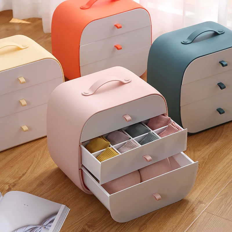 

Cute Portable Design PP Material Underwear Storage Box Drawer Type Socks Artifact Underpants Grid Organizer