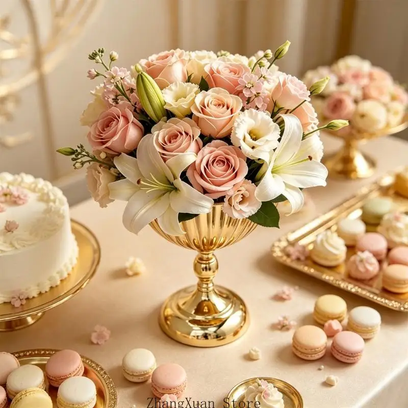 Banquets Table Centerpieces Holders, Metal Pedestal Urn Vase for Freshing Flower Displays