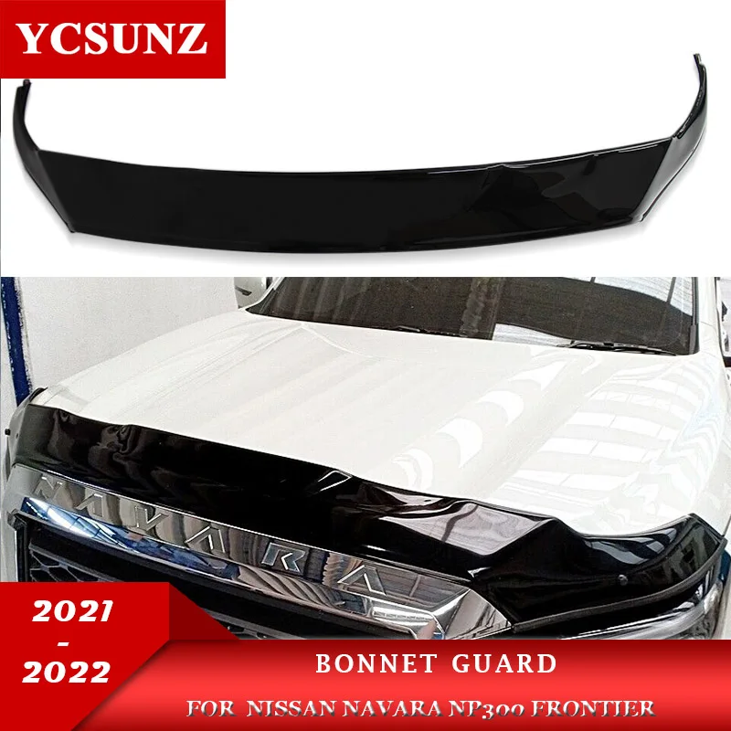 Black Bonnet Guard For Nissan Navara NP300 Frontier 2021 2022 Bonnet Scoop Hood Cover Pick Up Truck Car accessories