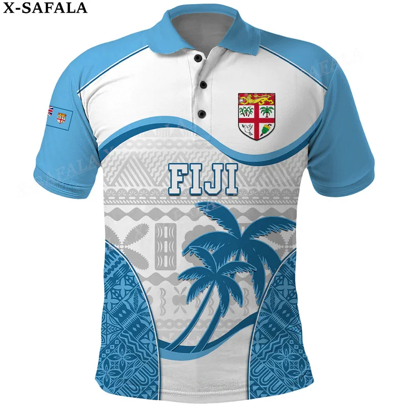 Fiji Rugby Polynesia Fiji For 7s, Its Time 3D Print Polo Shirt Short Sleeves Man Overshirt  Summer Fashion Clothing Tracksuits-3