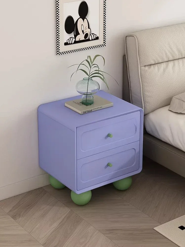 Simple Tone Cream Wind Bedside Table Bedroom Home Premium Bedside Side Cabinet Pink