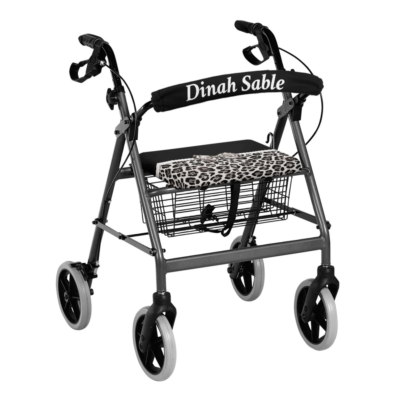 Coloranimal Black Leopard Print 2 Pcs Rollator Seat Back Cover Washable Walker Seat Covers for Unisex