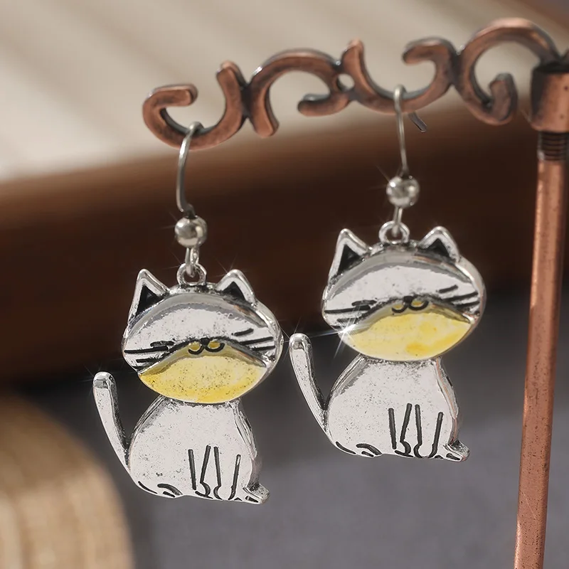 Cute Cat Drop Hook Dangle Earrings For Women Animal Pet Earring Fashion Pendant Earrings Daily Casual Jewelry Lovely Gifts