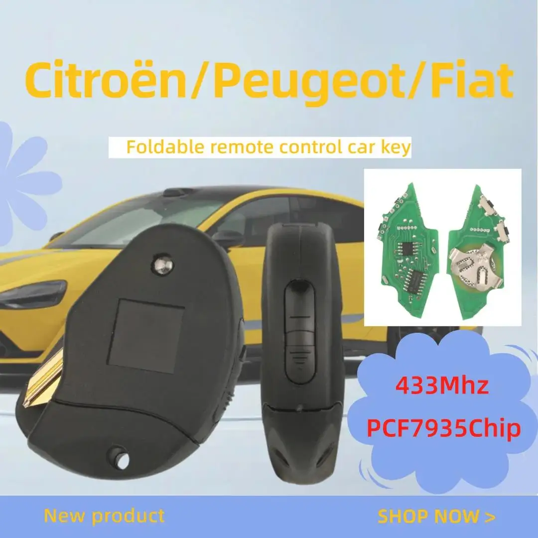 Jingyuqin 433 MHz ID33-PCF7935 Chip für Citroen Jumpy Xantia/Peugeot Expert/Fiat Scudo Exklusiver klappbarer Fernbedienungs-Autoschlüssel