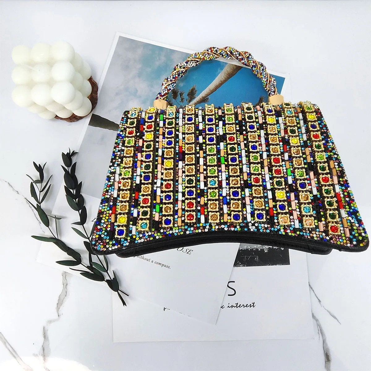 JIOMAY Colored Rhinestone Tote Bag Besigner Luxury Bag Lightweight Purses for Women For Party Exquisite Fashion âCrossbody Bags