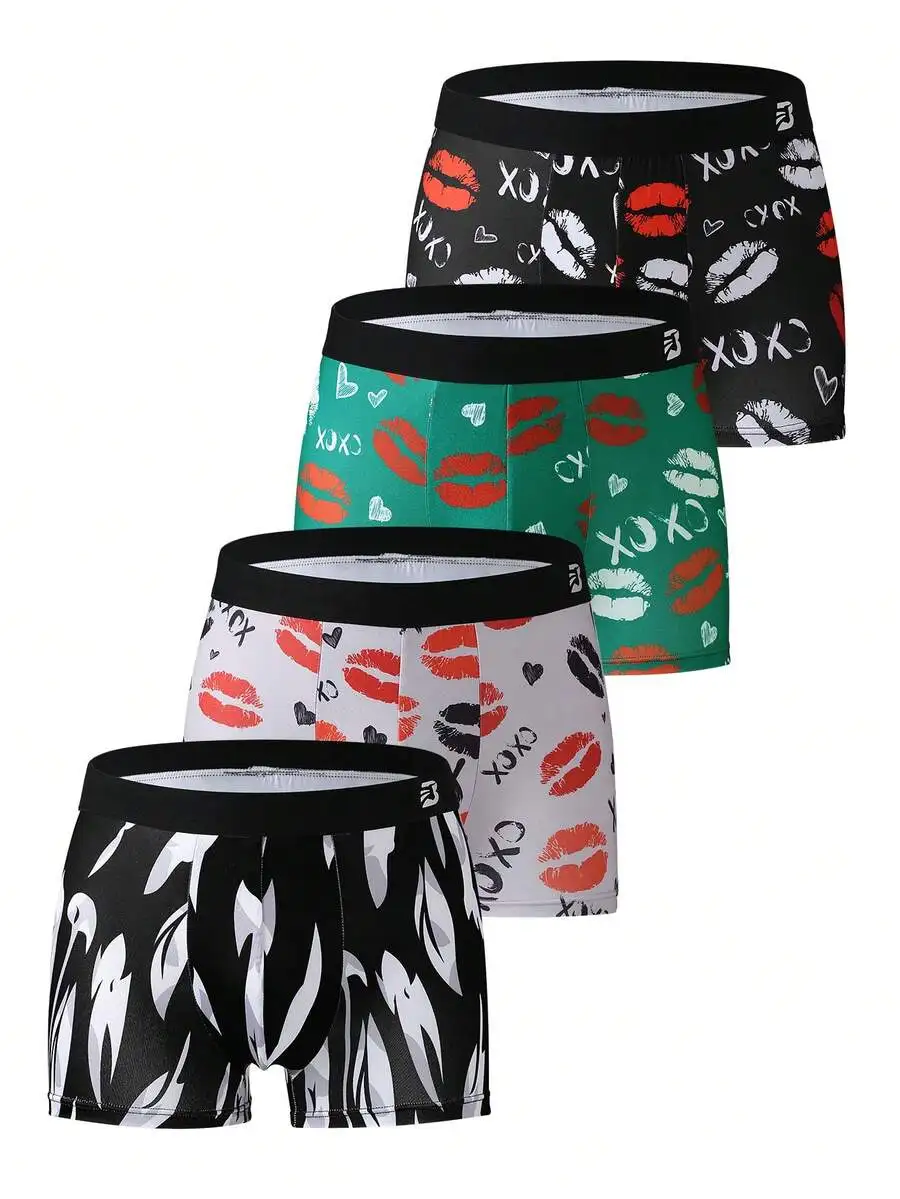

Mens Allover Print Waistband Brief Underwear 4 Pieces
