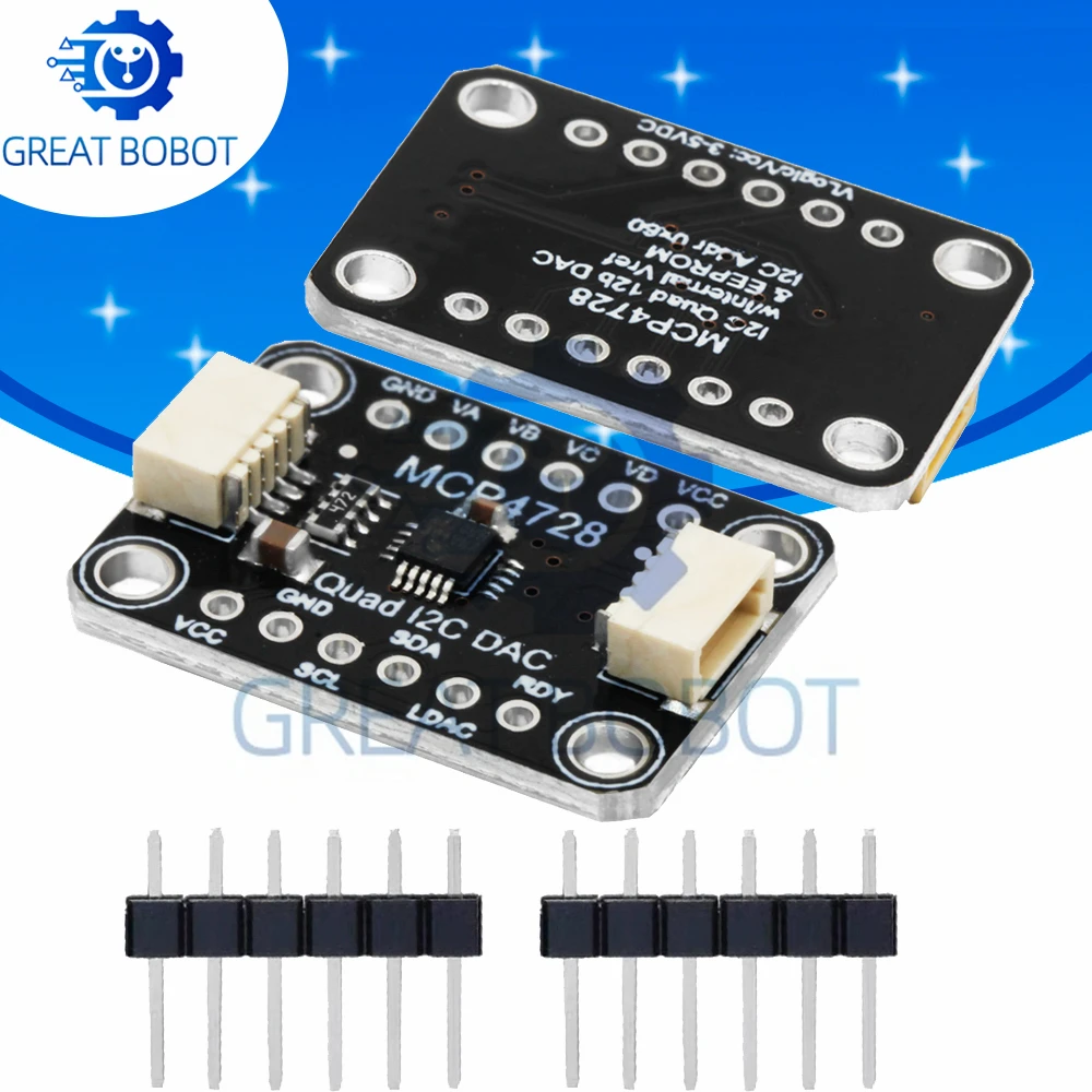 MCP4728 Quad DAC Module 2.7V-5.5V EEPROM 4 Output Breakout Board STEMMA QT Qwiic Compatible