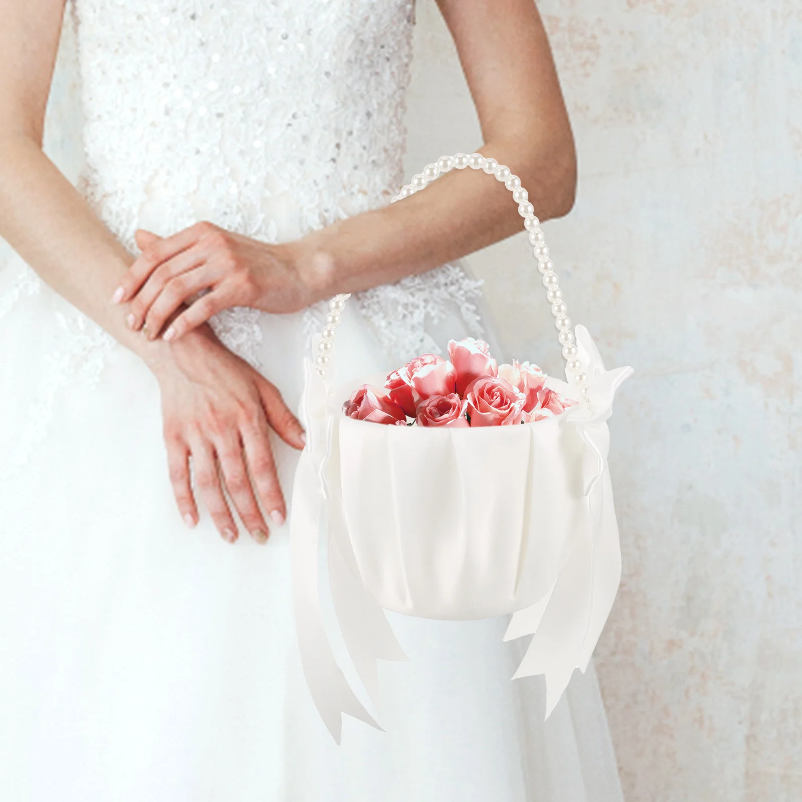 

2pcs Wedding Flower Basket Rose Petals Holder For Flower Bridal Party Decor Handheld Basket Wedding Supplies Storage