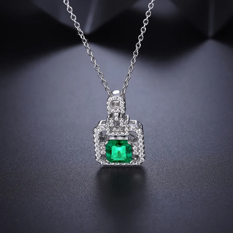 Pirmiana 2021 Stainless Steel Jewelry 925 Sterling Silver Necklace Lab Grown Emerald  Birthstone Pendants For Party Gifts