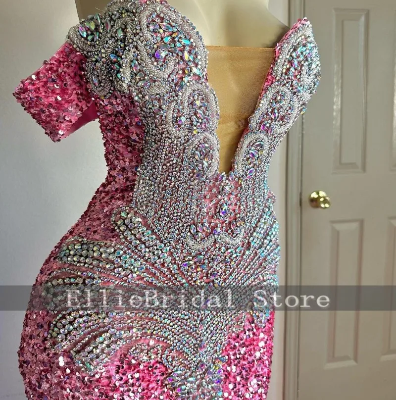 High Quality Sequin Evening Dresses Beaded Crystal Mermaid Wedding Party Dress V Neck Gowns Prom Gown 2026 Females Customized