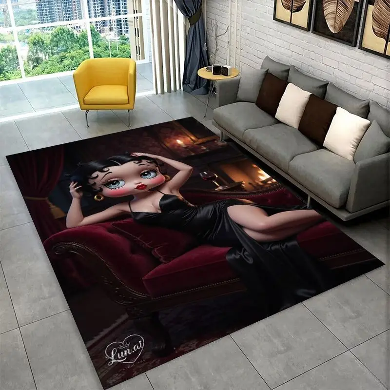 Cute B-Betty Girl B-Boop Cartoon Living Room Non-Slip Area Rug Soft Carpet for Bedroom  Playroom Sofa,Home Decor Doormat Gift