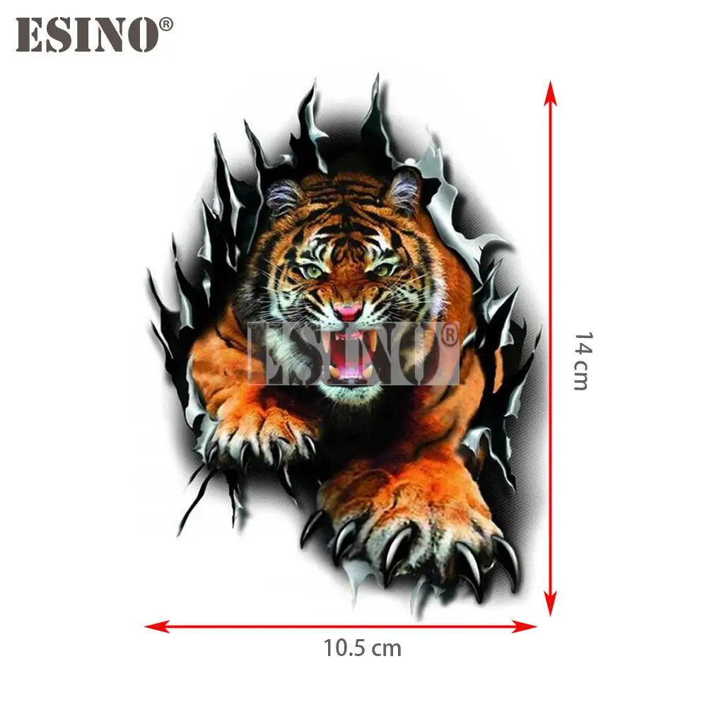 Car Styling Funny Warning Wild Nature Cruel Angry Tiger Adhesive PVC Decal Waterproof Car Body Glass Sticker Pattern Vinyl