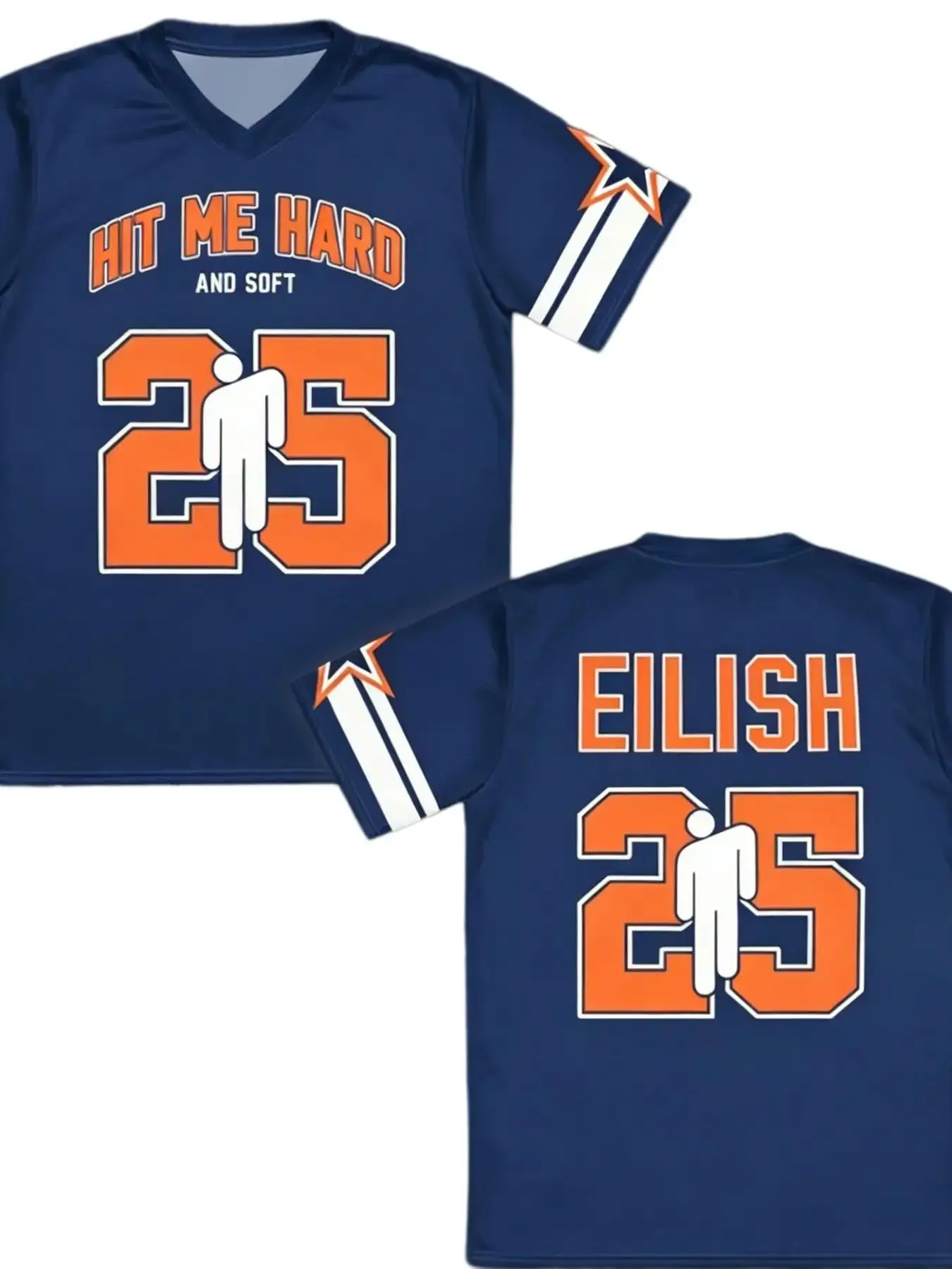 Billie Eilish Concert Dress Quick-drying Short-sleeved V-neck Casual Women's Summer Sports T-shirt Fashionable and Sporty Style