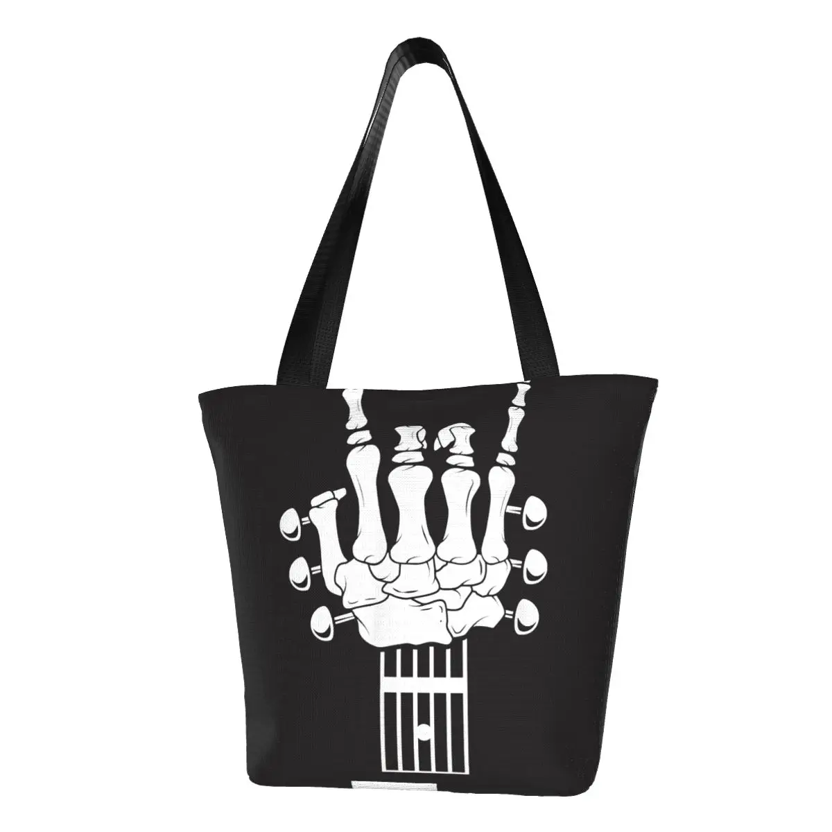 Rock Roll Skeleton Shopper Bag Music Lover Xmas Gift Shoulder Bag Women Aesthetic Tote Bag Cloth Work Student Handbags