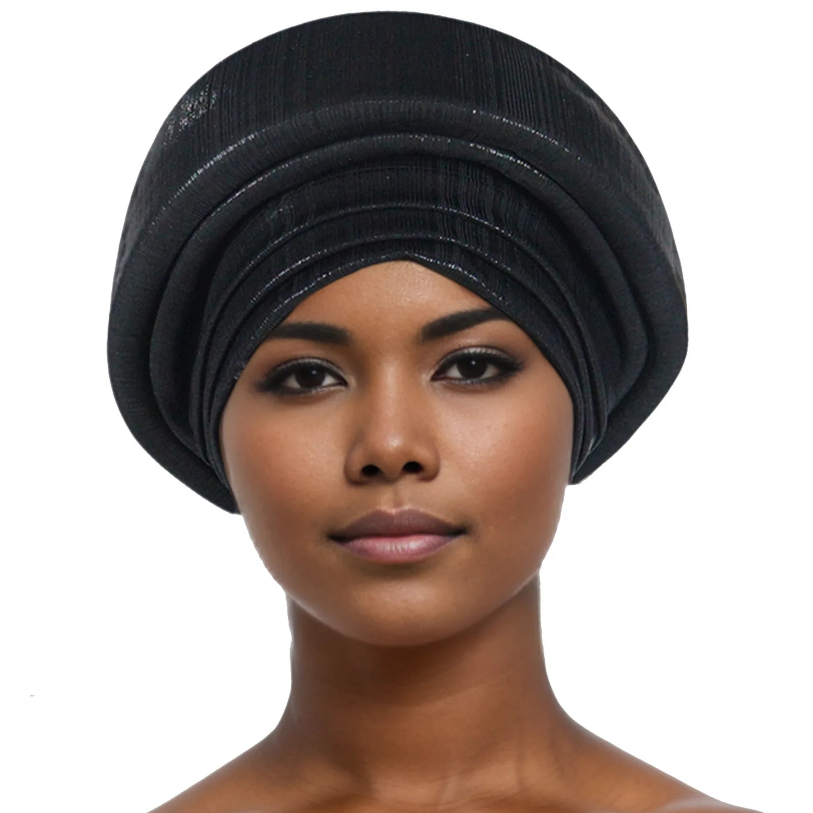 Elegant African Auto Gele Headtie Female Head Wraps Nigeria Party Headpiece Turbante 2023 Glitters Pleated Women's Turban Cap