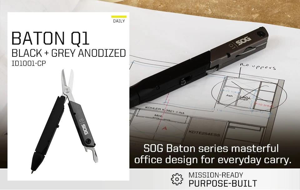 SOG 4-in-1 BATON Q1 Multi-Tool Klappschere EDC Taktischer Stift Multifunktionale tragbare Werkzeuge Taschenschraubendreher Flaschenöffner – Detail 2