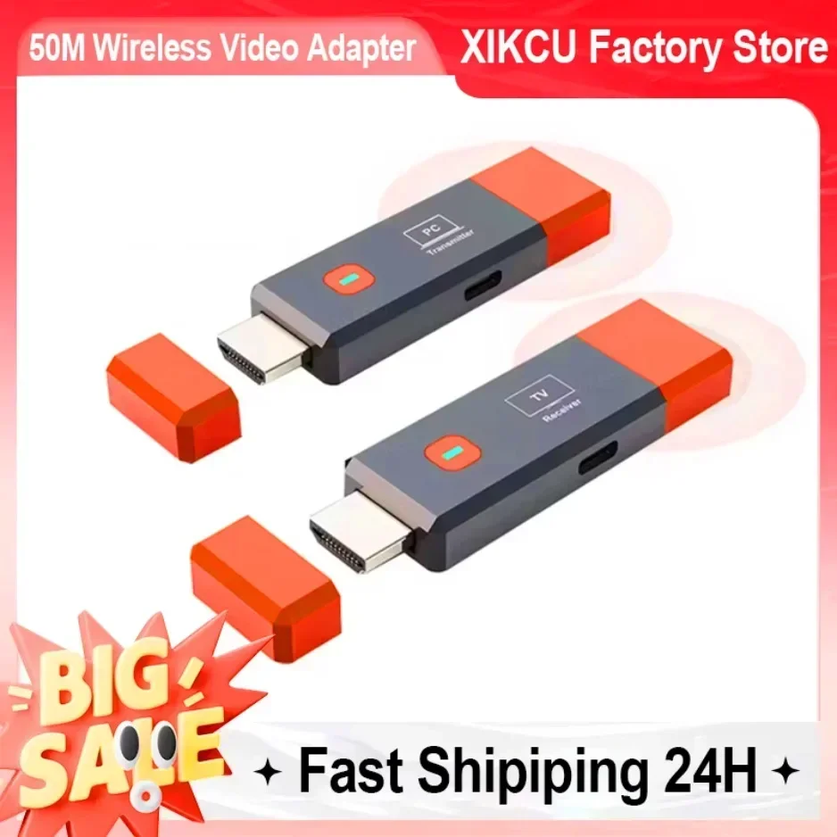 

50M Wireless HDMI-compatible Video Transmitter Receiver kit TV Stick Dongle Adapter For PC Camera Laptop To Projector Monitor TV