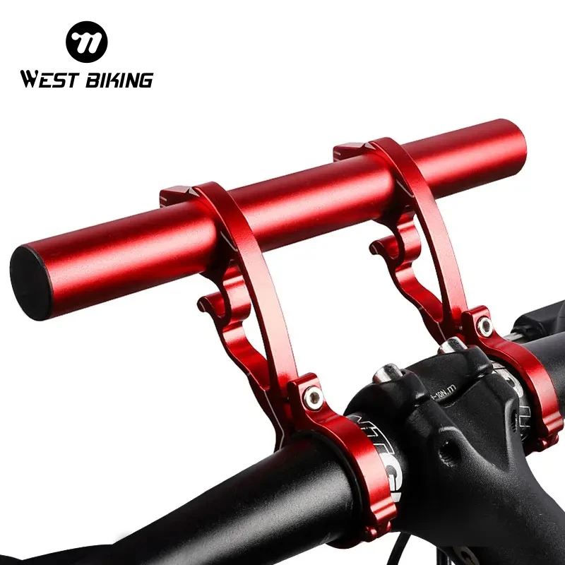 WEST BIKING Bike Handlebar Extended Bracket Headlight Mount Bar Stand Bike Computer Holder Support Aluminum Alloy Bicycle Parts