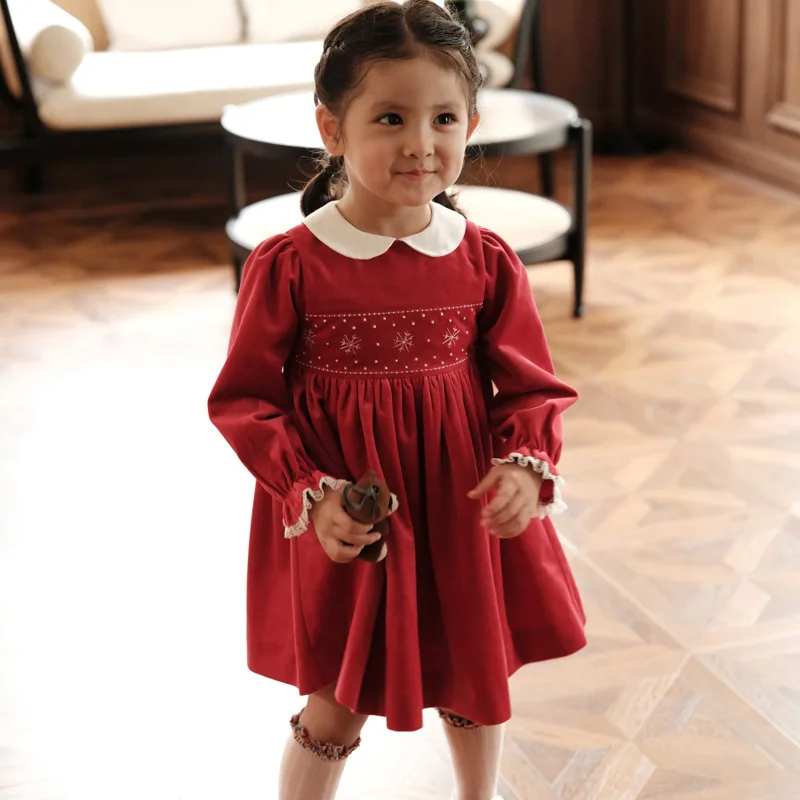 2024 Girl Dresses for Birthday Party Kids Luxury Embroidery Velvet Clothes Children Boutique Christmas & New Years\' Girls Dress