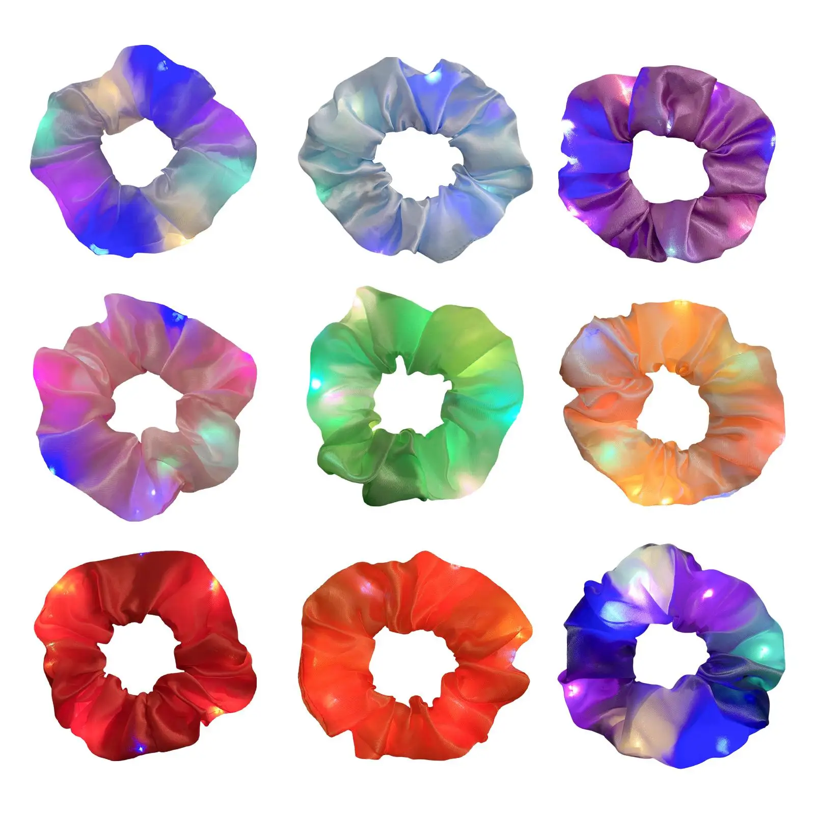 LED Light Hair Scrunchies Silk Hair Tie Headwear Hair Rings Luminous Ponytail