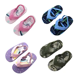 Toddler Kids Girls Boys Flip Flops Shoes Cartoon Pattern Printed Little Kid Sandals with Back Strap Water Shoes Beach and Pool