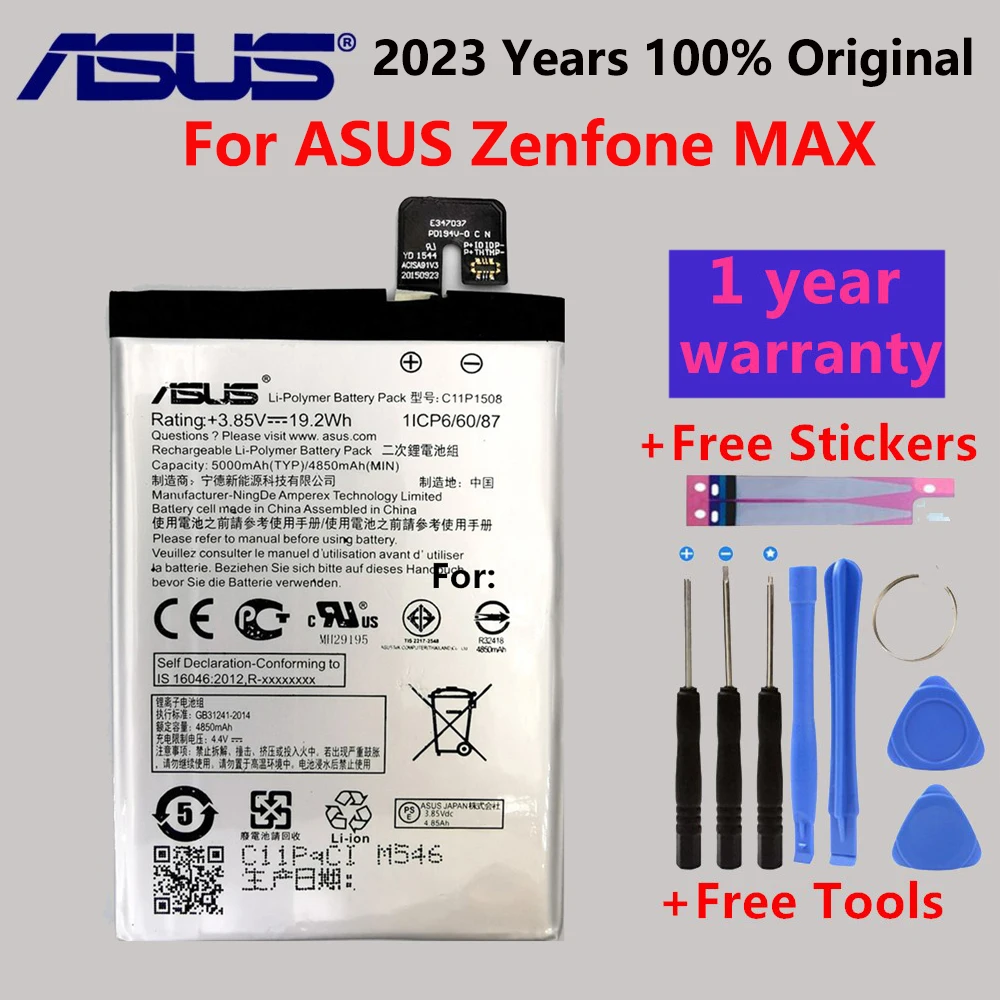 

100% Orginal C11P1508 Battery For ASUS Zenfone MAX ZC550KL Z010DA 5000Z C550KL Z010AD Z010DD Z010D 4850mAh Batteries+Gift Tools