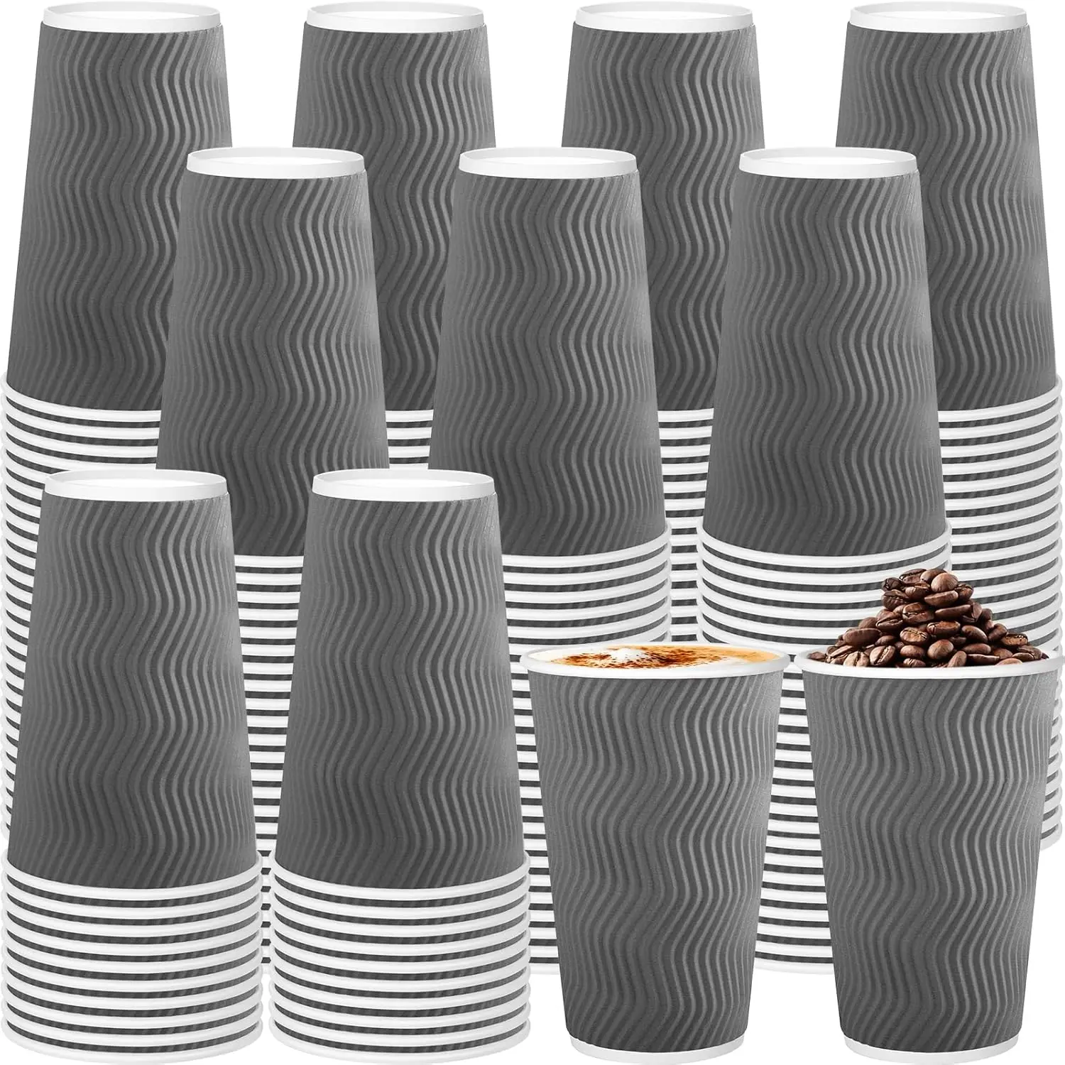 

120 Pack Paper Coffee Cups, 16 oz Disposable Coffee Cups,Corrugated Insulated Wall, Paper Cups for