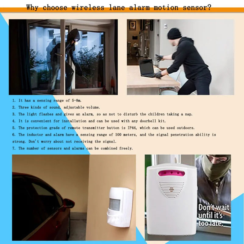 

Infrared Induction Doorbell of Human Body Lane Occupation Alarm Anti-theft Sensor Split Wireless Infrared Store Greeter Pager