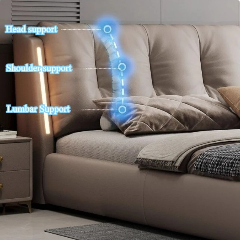 سرير فاخر مضاء ذكي صندوق واحد إطار كينغسيز قاعدة اللوح الأمامي 220x200 سم سرير مزدوج أثاث مريح مايفلين فور زوهوس