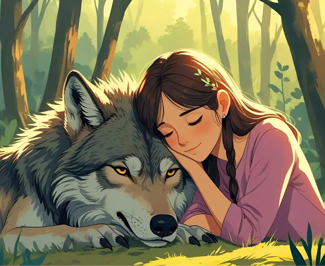 【Bruji_ Diamond Art】Wolf and girl Crystal AB Rhinestone FD Rhinestone Perfect Resin Diamond